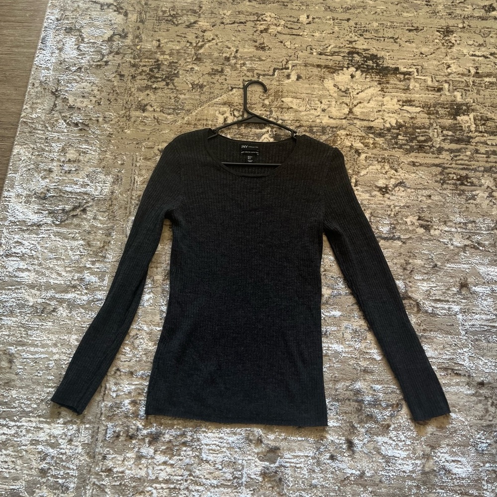 Gray Long Sleeve Fitted Bodysuit Top